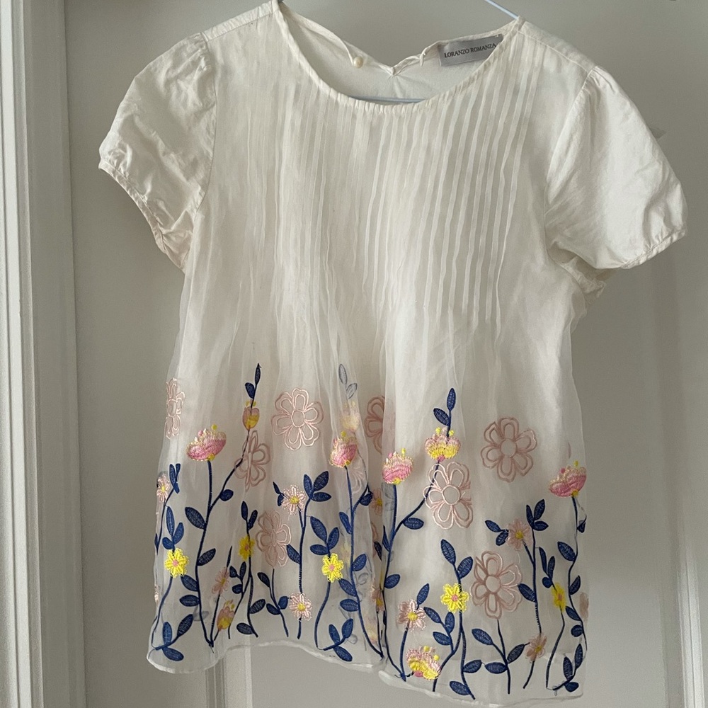 Embroidered flower lace top